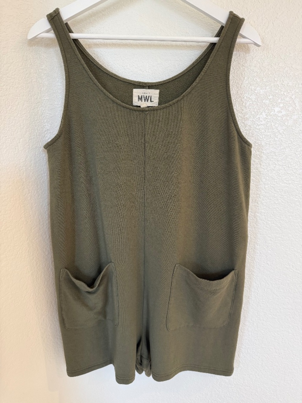 Madewell MWL Army Green Sleeveless Pocket Romper Jumpsuit Size S